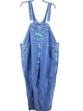 Key Imperial Denim Bib Overalls Mens 58x30 Blue Cotton Adjustable Straps Pockets